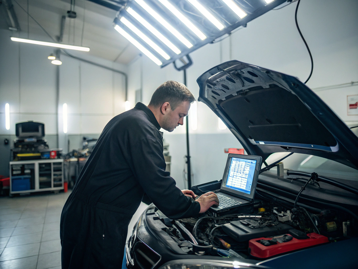 Precision engine diagnostics in a high-tech laboratory