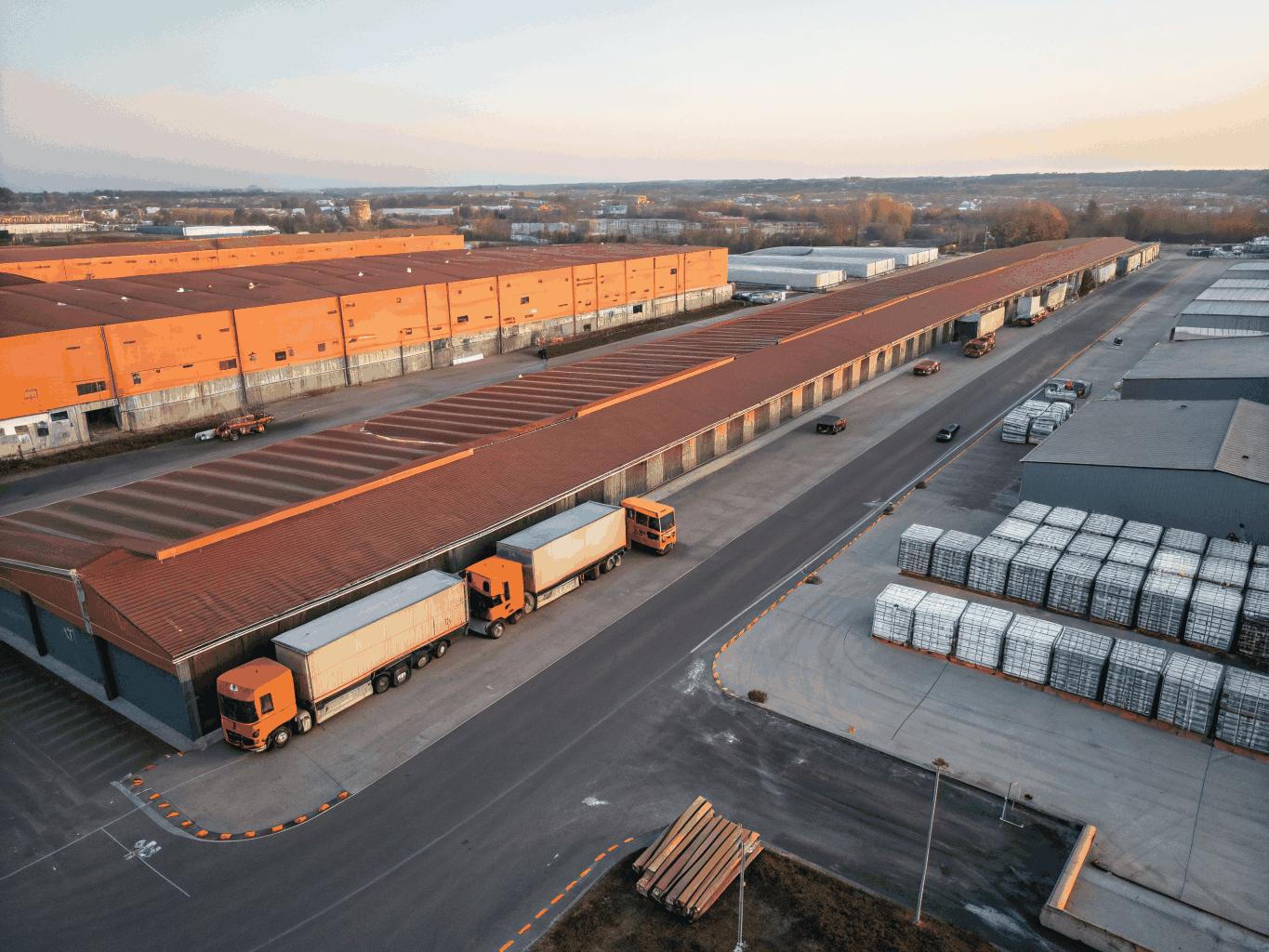 Aerial view of a global automotive logistics hub